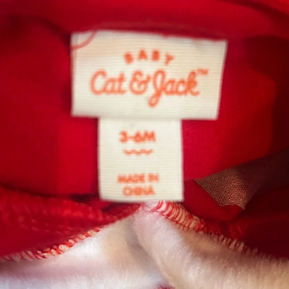 CHRISTMAS CAT & JACK BABY GIRLS SANTA ROMPER HOOD RED TUTU HOLIDAY  3-6 MONTHS